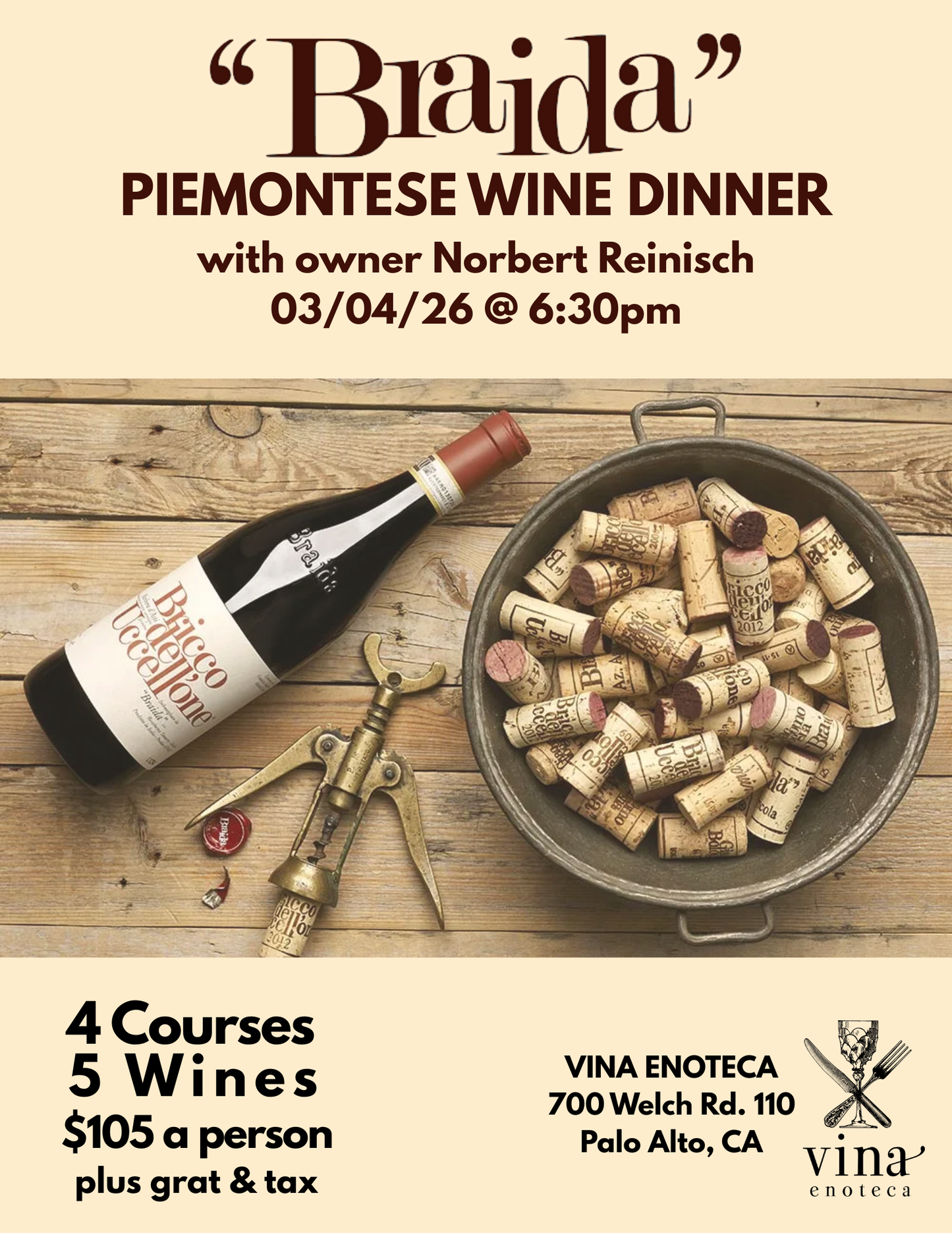Braida Piemontese Wine Dinner