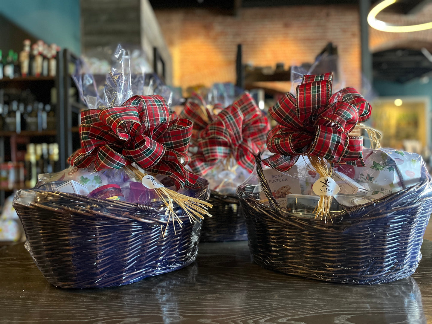 Holiday Gift Basket with Bubbles or Red Wine